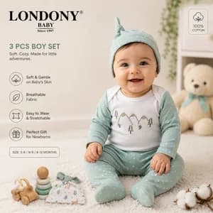 MK- 0869 Londony soft cotton 3 piece set