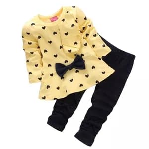 Girl Princesses Bowknot Dress and Pants Suits