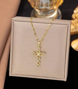 Stainless steel Gold plated cross necklace