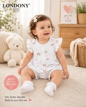 Londony baby girls flutter sleeve cotton romper