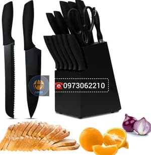 kitchen knife set with a storage block