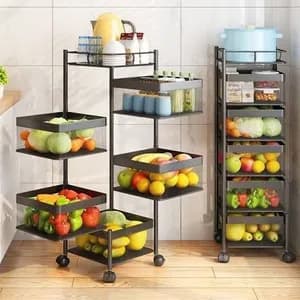 5 Layer moveable kitchen storage rack
